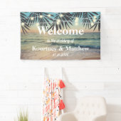 Tropical Palm Custom Wedding Beach String Hintergr Banner (Insitu)