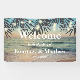 Tropical Palm Custom Wedding Beach String Hintergr Banner