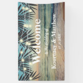Tropical Palm Custom Wedding Beach String Hintergr Banner (Vertikal)