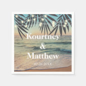 Tropical Palm Custom Wedding Beach String Lights Serviette (Vorderseite)