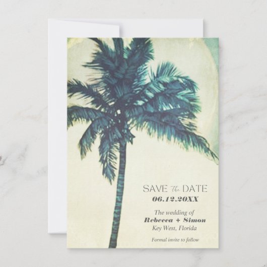 Tropical Palm Digital Beach Hochzeit Save the Date Ankündigung (Vorderseite)