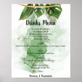 Tropical Palm Drinks Menu Wedding Sign Poster (Vorne)