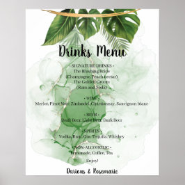 Tropical Palm Drinks Menu Wedding Sign Poster
