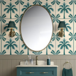 Tropical Palm Escape - Green, Beige - Küste Tapete