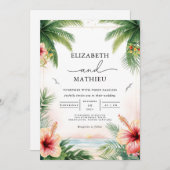 Tropical Palm Floral Arch Wedding Einladung (Vorne/Hinten)