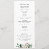 Tropical Palm Floral Blush Grüne Hochzeit Programm (Rückseite)