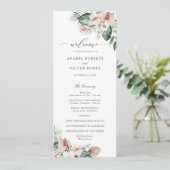Tropical Palm Floral Blush Grüne Hochzeit Programm (Stehend Vorderseite)
