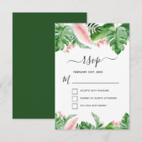 Tropical Palm Floral Water Wedding RSVP