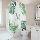 Tropical Palm Foliage Greenerity Monogram Duschvorhang (Beispiel)