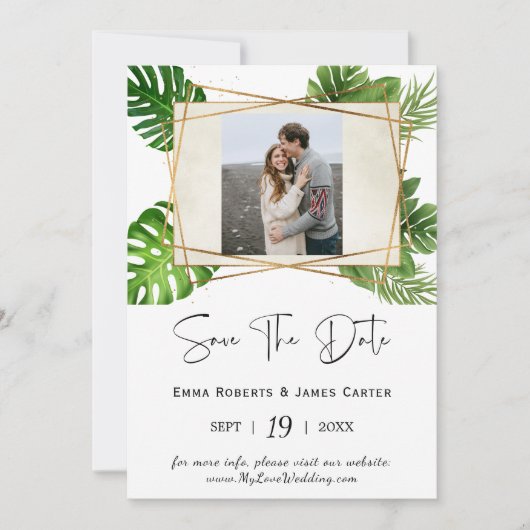 Tropical Palm Foto Save the Date (Vorderseite)
