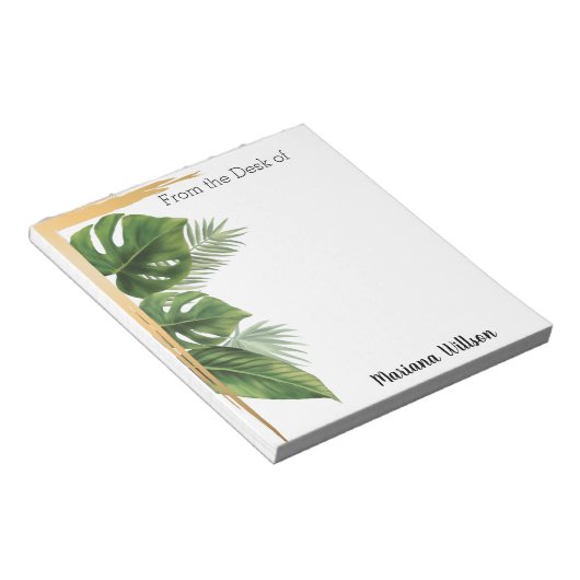 Tropical Palm From the Desk of, Personalized Notizblock (angewinkelt)