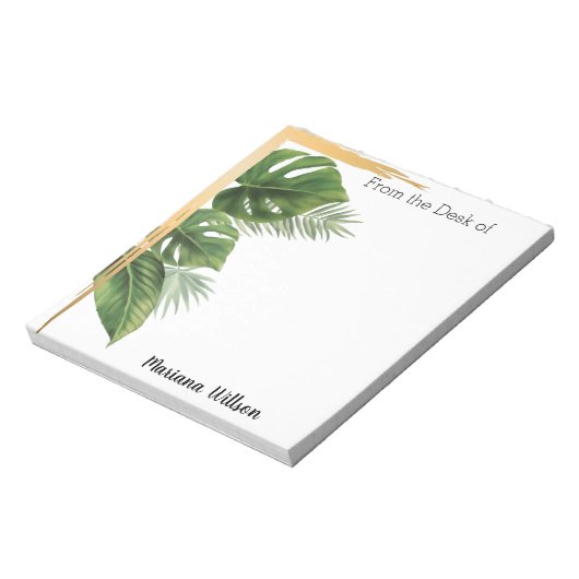 Tropical Palm From the Desk of, Personalized Notizblock (Rotiert)
