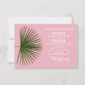Tropical Palm Frond Leaf Wedding Einladung (Vorderseite)