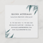 Tropical Palm Frond Quadratische Visitenkarte (Rückseite)