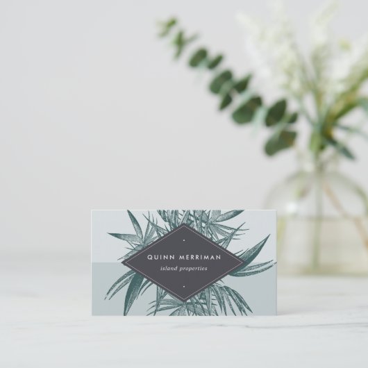 Tropical Palm Frond Visitenkarte (Stehend Vorderseite)