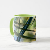 Tropical Palm Fronds Abstrakt Blue Green Yellow Tasse (Vorderseite Links)