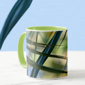 Tropical Palm Fronds Abstrakt Blue Green Yellow Tasse