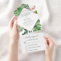 Tropical Palm Geometric Rose Gold Wedding