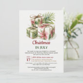 Tropical Palm Geschenke Luau Weihnachten im Juli P Einladung (Stehend Vorderseite)