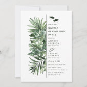 Tropical Palm Greeneration Double Graduation Party Einladung (Vorderseite)