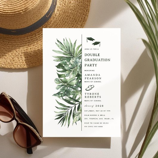 Tropical Palm Greeneration Double Graduation Party Einladung
