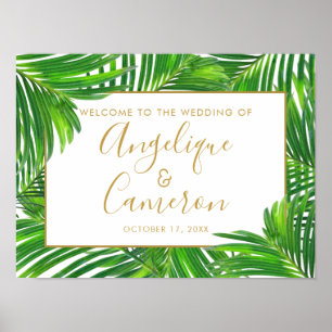 Tropical Palm Greenerenerity Beach Island Wedding Poster