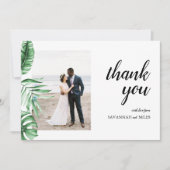 Tropical Palm Greenerity Foto Vielen Dank Flachkar Einladung (Vorderseite)