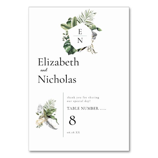 Tropical Palm Greenerity Tischnummer (Rückseite)