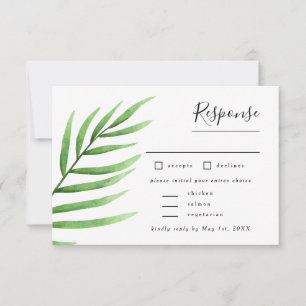 Tropical Palm Greenerity Wedding mit Entree Choice RSVP Karte