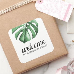 Tropical Palm Greenerity Wedding Welcome Bag Stick Runder Aufkleber