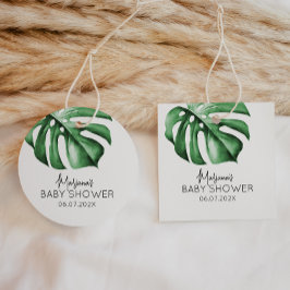 Tropical Palm Greenery Baby Duwer Fevor Tags Geschenkanhänger