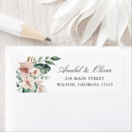 Tropical Palm Greenery Blush Rücksendeadresse