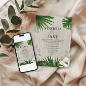 Tropical Palm Greenery Moderne Hochzeit Einladung
