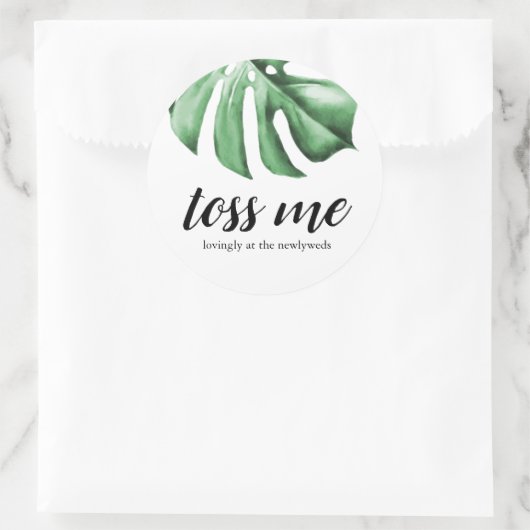 Tropical Palm Greenery Toss Me Loviness Neu Runder Aufkleber (Tasche)