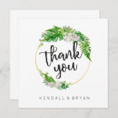 Tropical Palm Greenery und Gold Kranz Vielen Dank Dankeskarte (Vorne/Hinten)