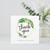 Tropical Palm Greenery und Gold Kranz Vielen Dank Dankeskarte (Stehend Vorderseite)