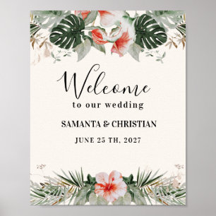 Tropical Palm   Grüne Hochzeit Begrüßungszeichen Poster