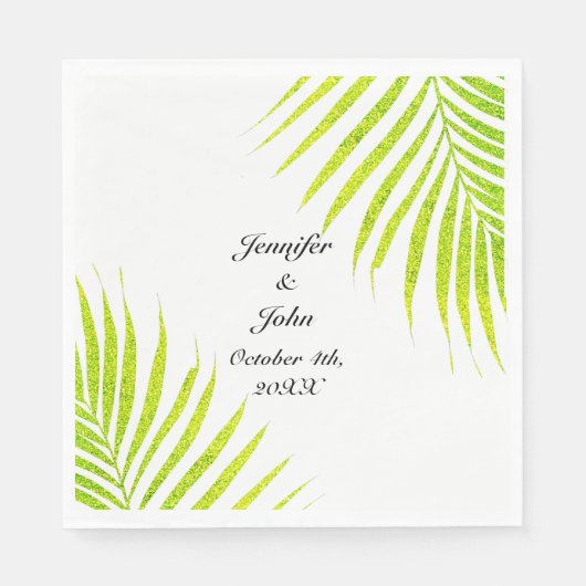Tropical Palm Hochzeiten Glittery Green Gold 2023 Serviette (Vorderseite)