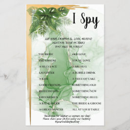 Tropical Palm I Spy Wedding Reception Game Card Flyer
