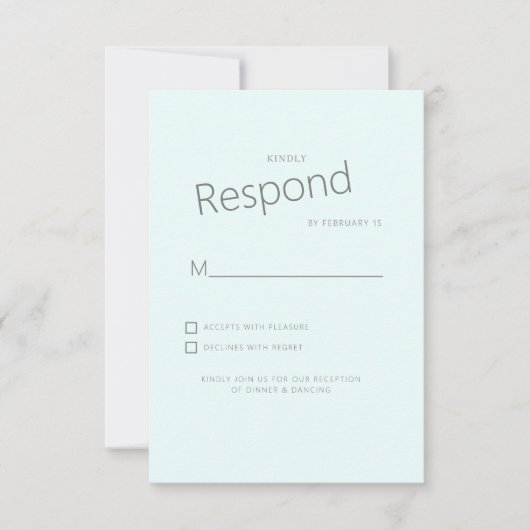 Tropical Palm Ice Blue Wedding RSVP (Vorderseite)