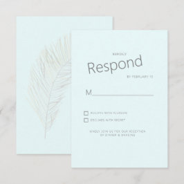 Tropical Palm Ice Blue Wedding RSVP Karte