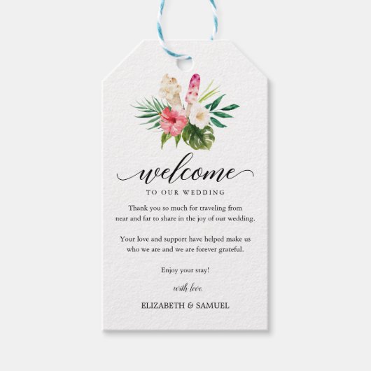 Tropical Palm Icecream Wedding Calligrafy Willkomm Geschenkanhänger (Vorderseite)