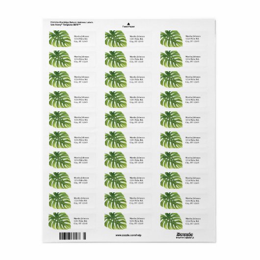 Tropical Palm Leaf Address Label (Vorne)