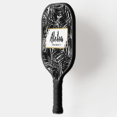 Tropical Palm Leaf Aloha Schwarz-weiß Personalisie Pickleball Schläger (Links)