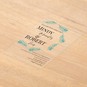 Tropical Palm Leaf Aquamarine Hochzeit Einladung (Ablage )