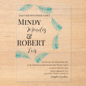 Tropical Palm Leaf Aquamarine Hochzeit Einladung (Vorderseite)