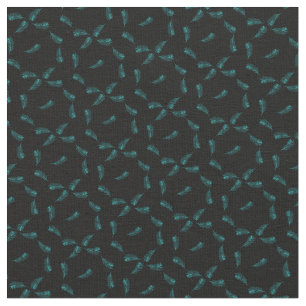 Tropical Palm Leaf Aquamarines Schwarzes Dschungel Stoff