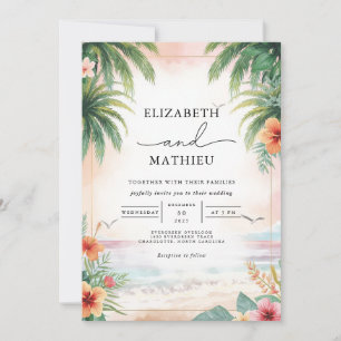 Tropical Palm Leaf Arch Wedding Einladung