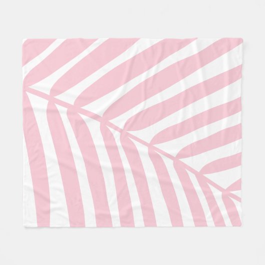 Tropical Palm Leaf Baby Pink Fleecedecke (Vorderseite (Horizontal))