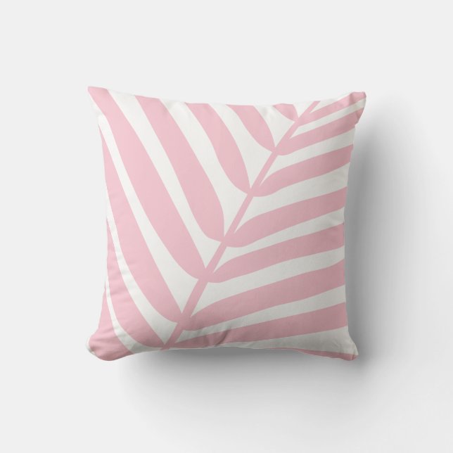 Tropical Palm Leaf Baby Pink Kissen (Vorderseite)